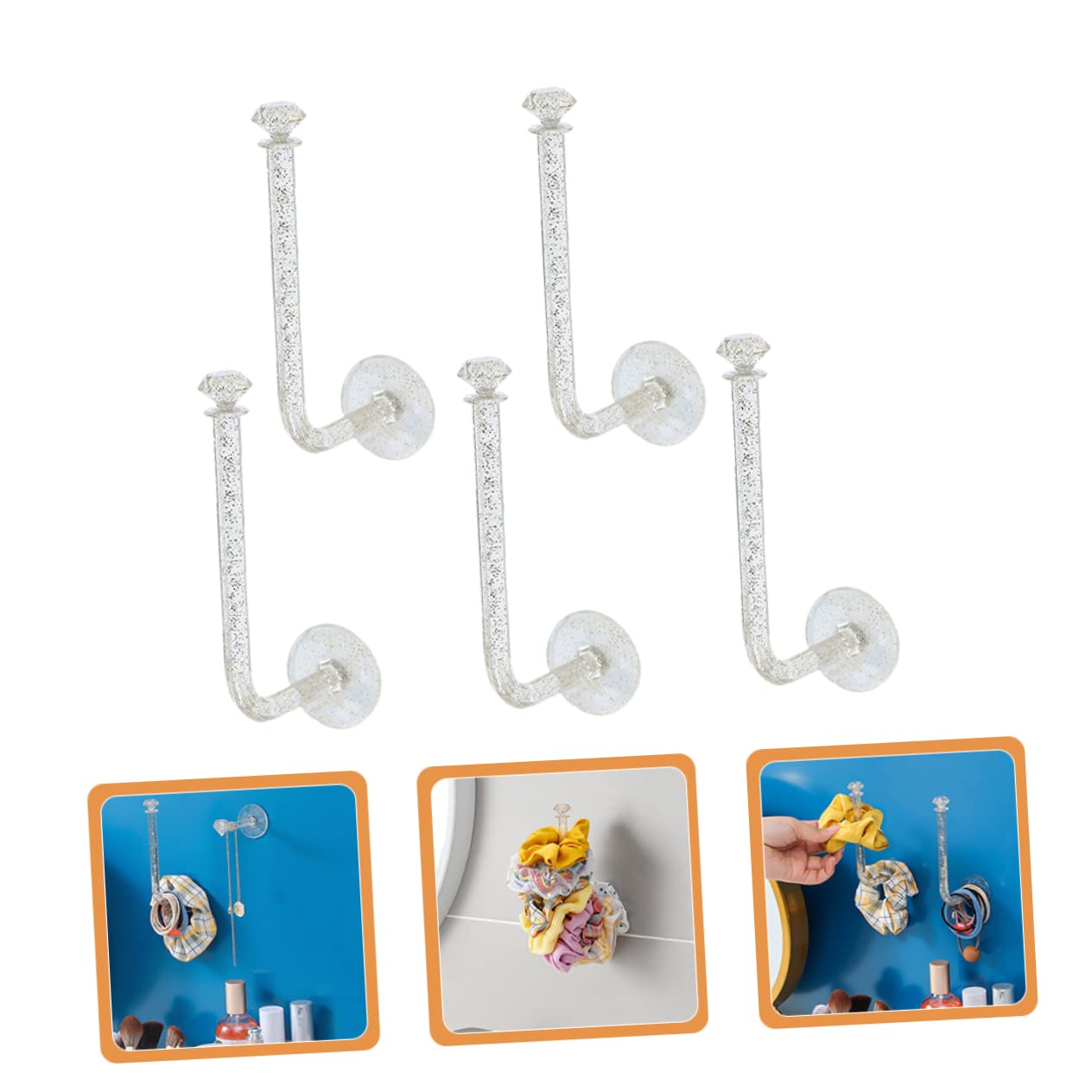 ABOOFAN 5Pcs Adhesive Scrunchie Holders for Hair Accessories Organization Wall Mounted Storage for Hair Ties Headbands More Versatile Hook Design for Home Use