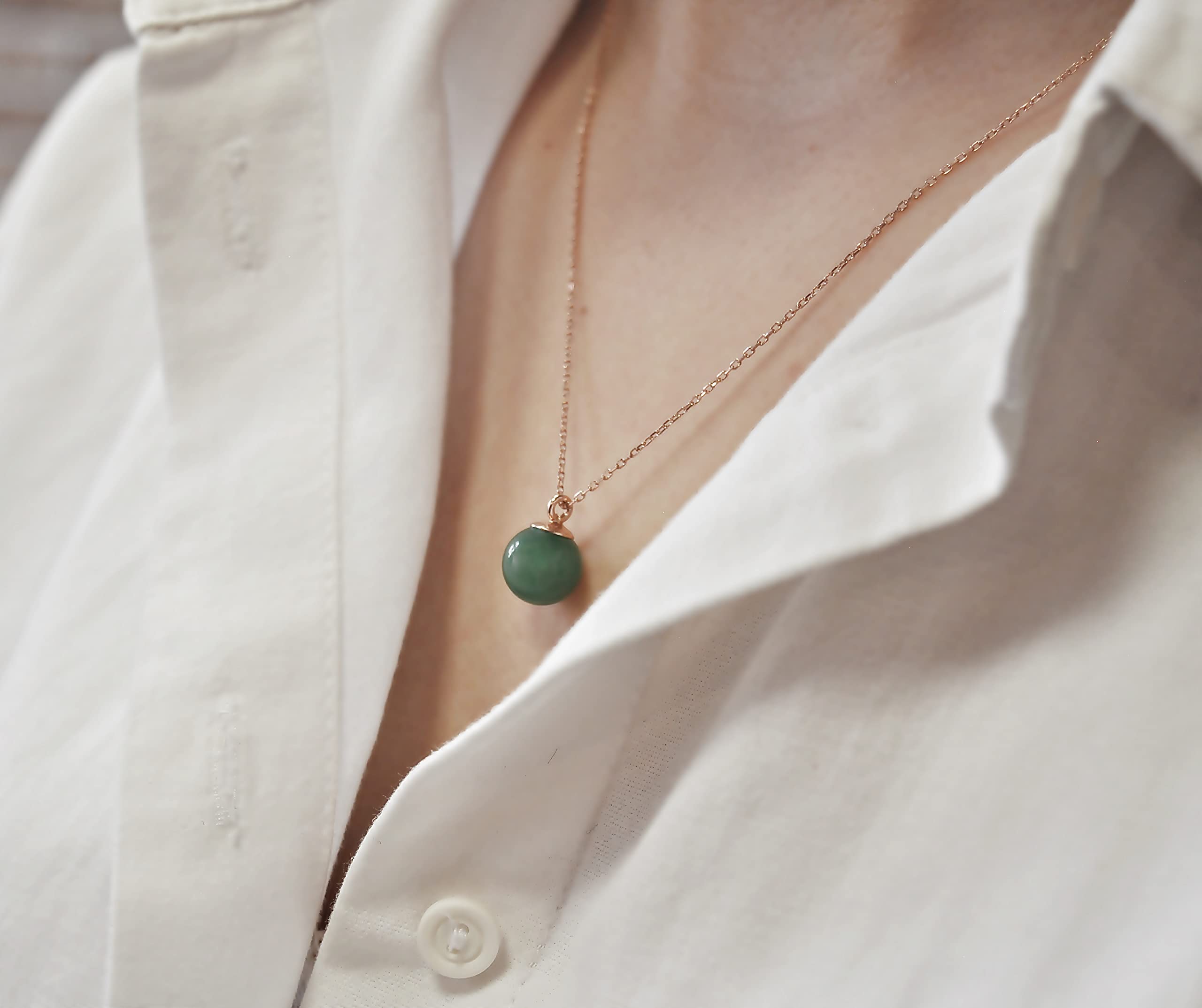 Ohrhänger Damen 925 - Rosévergoldet - Aventurin - Naturstein - Kugel - Hängeohrringe - Edelsteinschmuck - Rosévergoldet - Silberschmuck - Geschenk für Frau - Grün - Tolles Geschenkidee - Minimalistisch (Ohrringe)