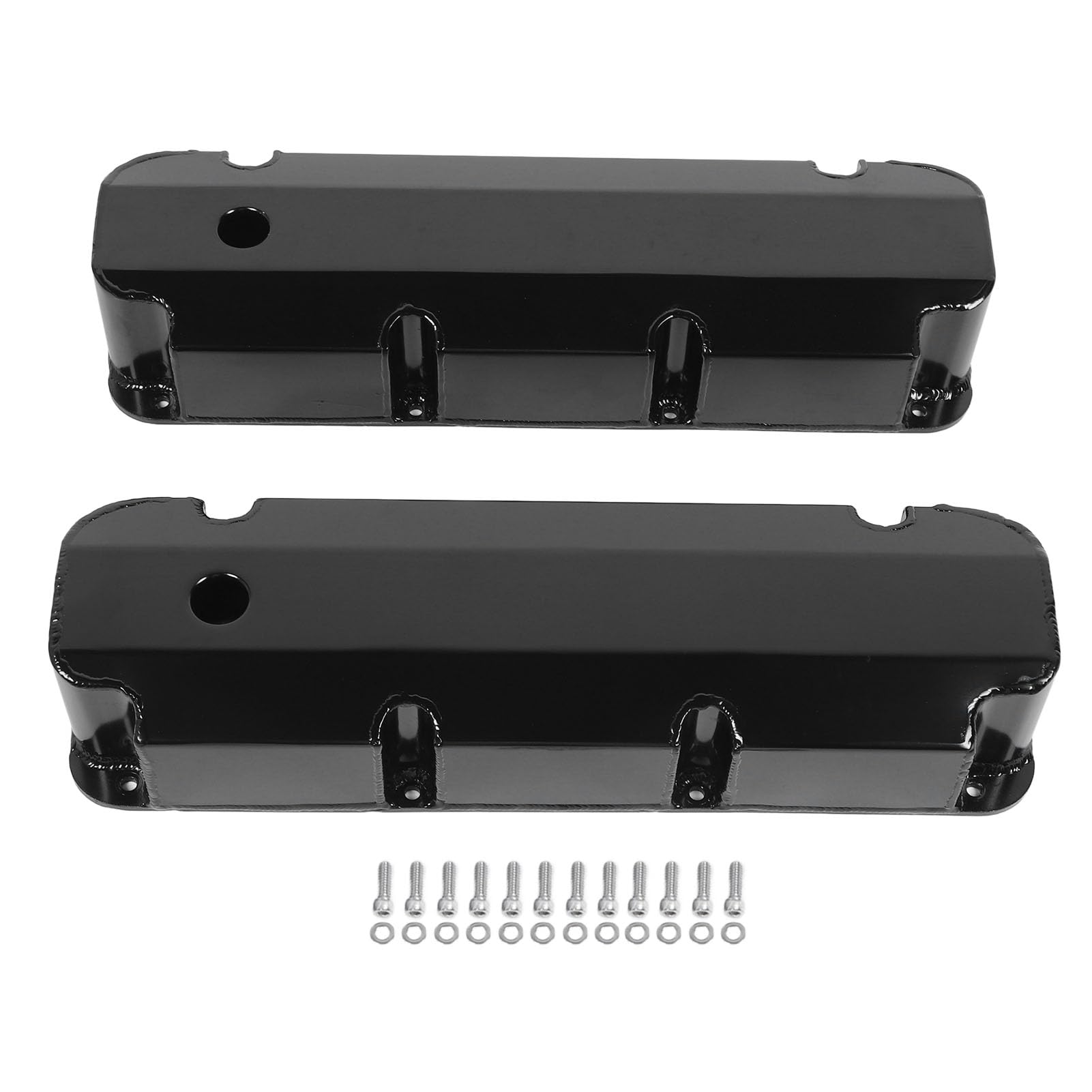 Tapa de Válvula de Motor, Tapa de Válvula de Motor de Automóvil E41363BC Tapa de Válvula de Aleación de Aluminio con Orificio para Motores V8 429‑460 de 1968 y Posteriores (BLACK)