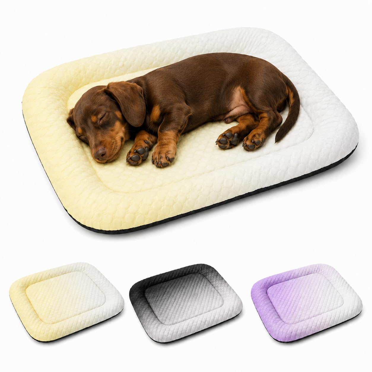 Cama Refrescante para Perros y Gatos con Bordes ，Amarillo：Large