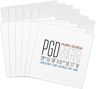3dRose Greeting Cards - International airport code PGD, Punta Gorda, Florida, United States - 6 Pack - Alexis Design - Around The World By Air