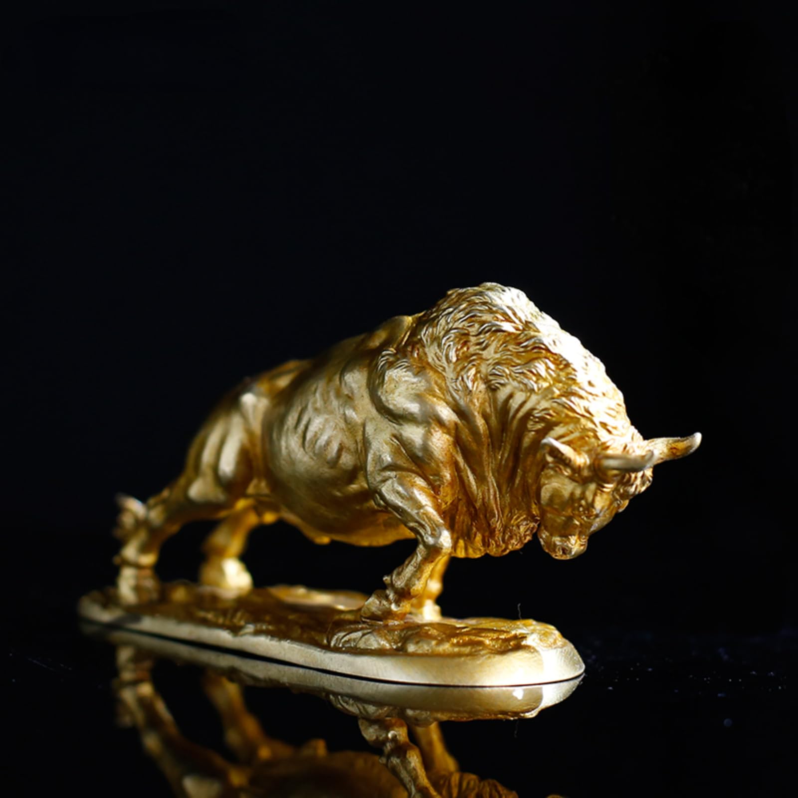 NGDFGR Brass Wall Street Bull Sculpture,Metal Copper Simulation Animal Zodiac Ox Statue Model Crafts Desktop Car Ornament Home Living Room Study Bookshelf Wine Cabinet Decor