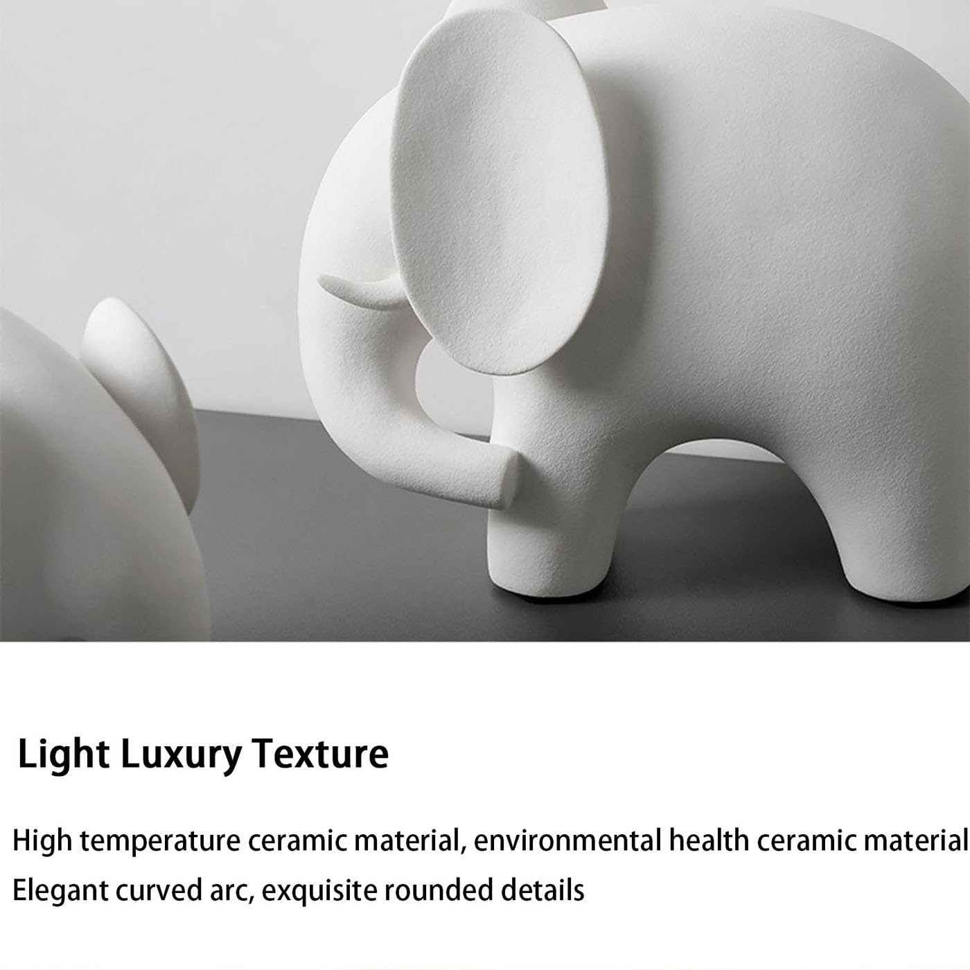 Statuetta Decorativa in Ceramica a Forma di Elefante, 2 Pezzi Statuette Elefante,Moderno Statua di Elefante,Impermeabile Scultura Moderna,Scultura Ornamenti per Decorazione del Giardino,White