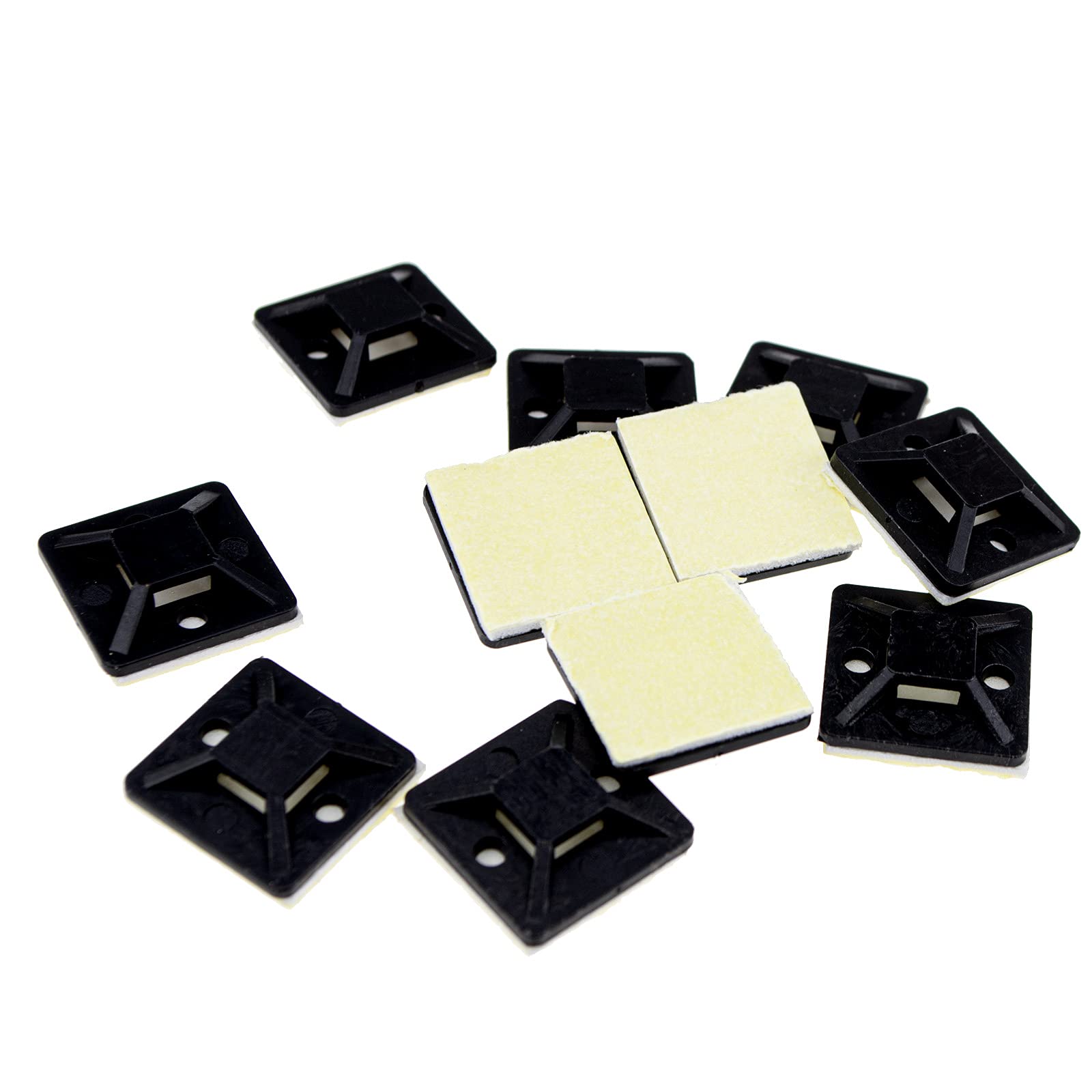 Cable Tie Base 20mm x 20mm Self Adhesive Small Black [10 Pack] [10 Pack : 20mm]