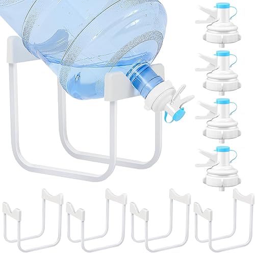 4 juegos de metal de 3 a 5 galones de soporte para jarra de agua y válvula dispensadora de agua, soporte antideslizante para botella de agua