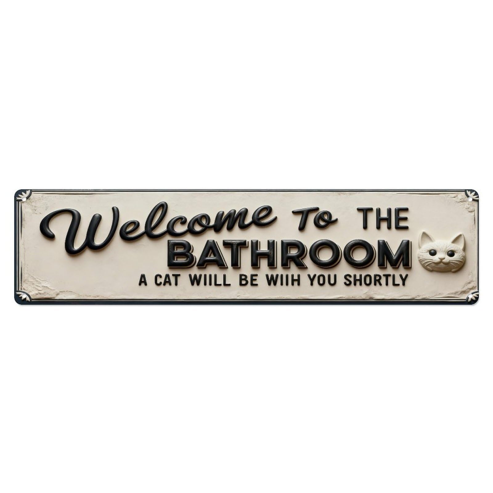 Welcome To The Bathroom Cat Tin Sign Vintage Metal Sign Home Bar Garden Indoor & Outdoor Wall Decor Retro Metal Poster 4x16 Inch