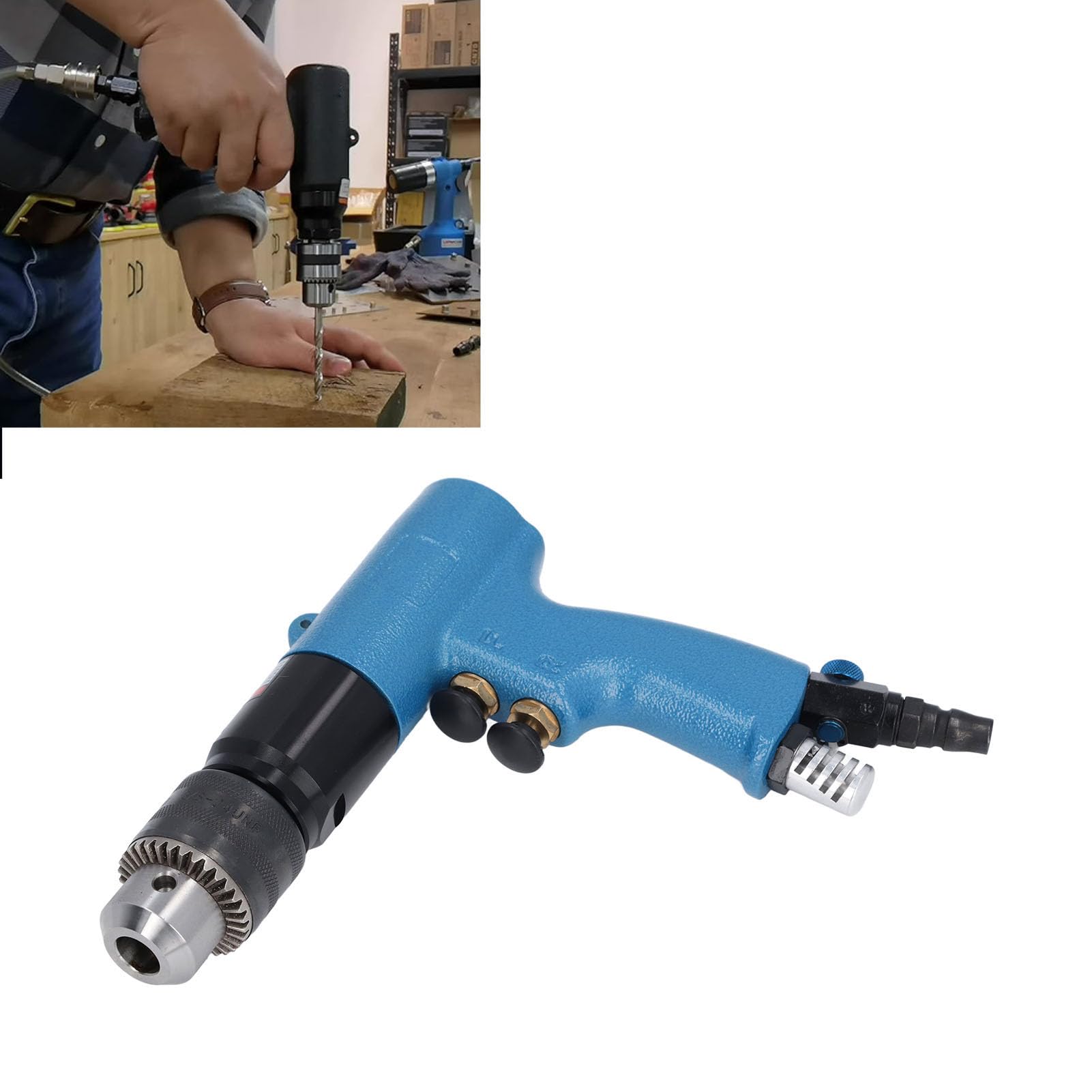 Luocute Trapano a Pistola Pneumatico, Cacciavite Pneumatico Reversibile da 1/2 Pollice con 800 Giri/min e Interruttori e Indietro per Assemblaggio Meccanico e Riparazione