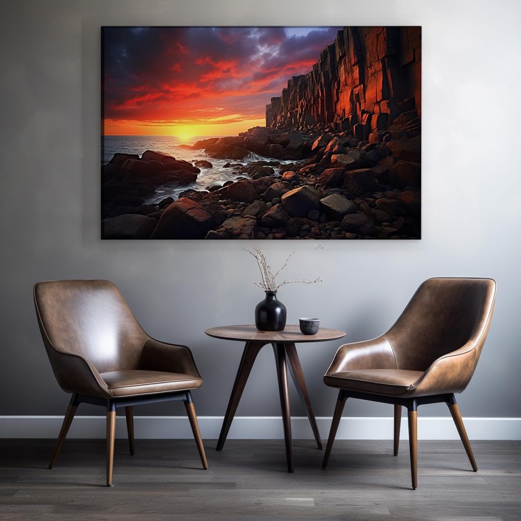 Canvas for Living room. Golden Horizons: A Breathtaking Encounter with Nature's Splendor, 27 x 18 inch Canvas Wall Art - Contemporary Masterpieces - Modern Home Decor