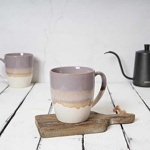 Miniatura 10 de Bosmarlin Juego de 4 tazas de café de cerámica, 17 onzas, tazas de café con mango grande, aptas para microondas, esmalte reactivo único