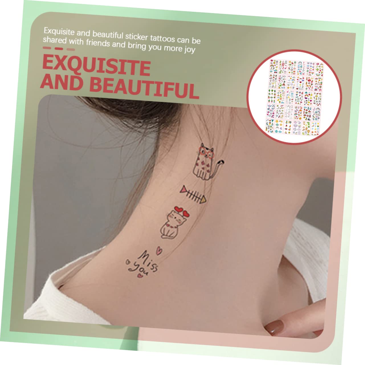 Beaupretty 300hojas Pegatinas De Tatuajes Temporales Divertidas y Lavables De Diseños De Dibujos Animados Impermeables y Duraderas Para Fiestas Playa y Eventos Sociales