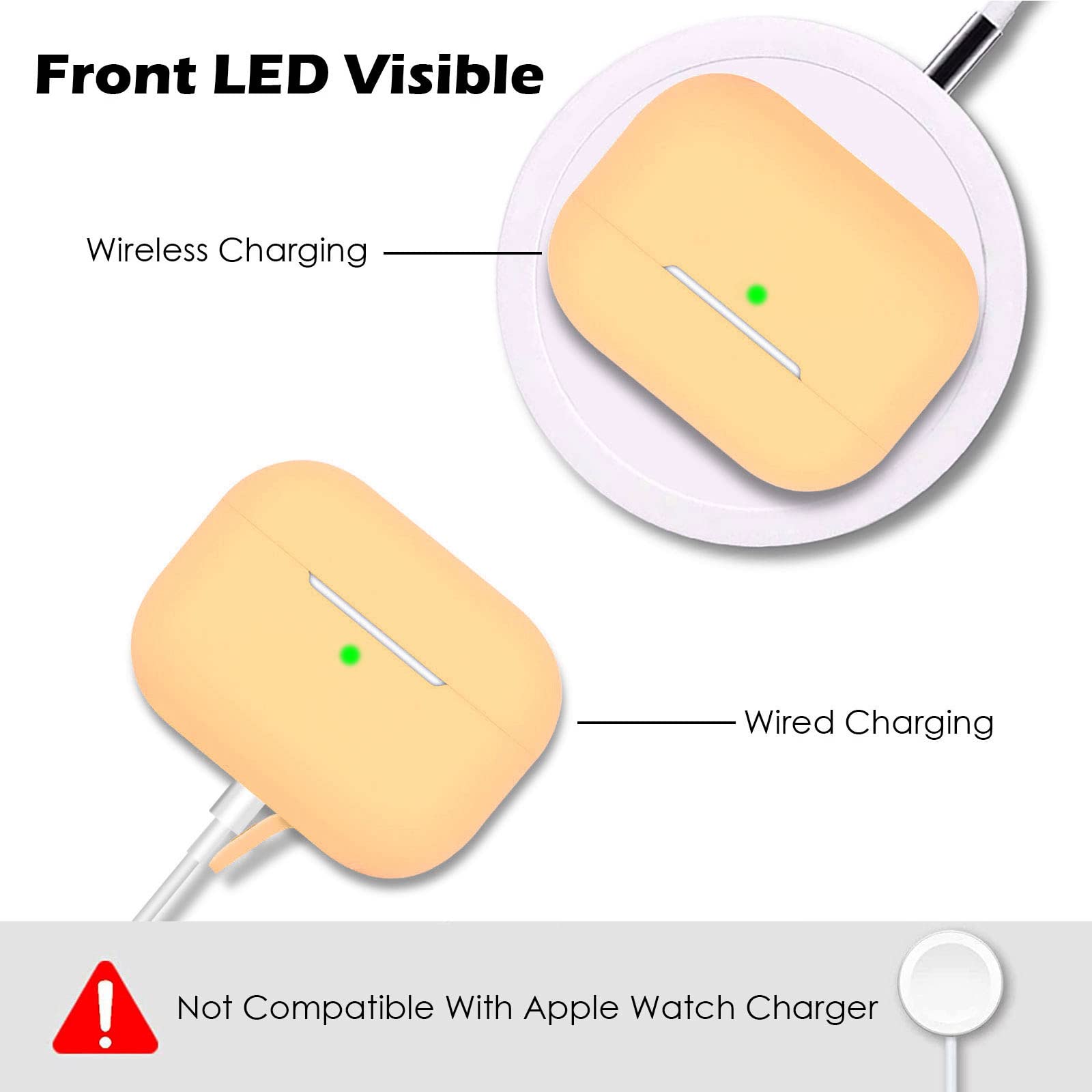 Compatibile con AirPods PRO 2 Custodia Case Cover, Case Protettiva Antiurto Antiscivolo in Silicone per AirPods PRO 2 Seconda Generazione 2022 Custodia con Silicone Lanyard, Apricot - 4