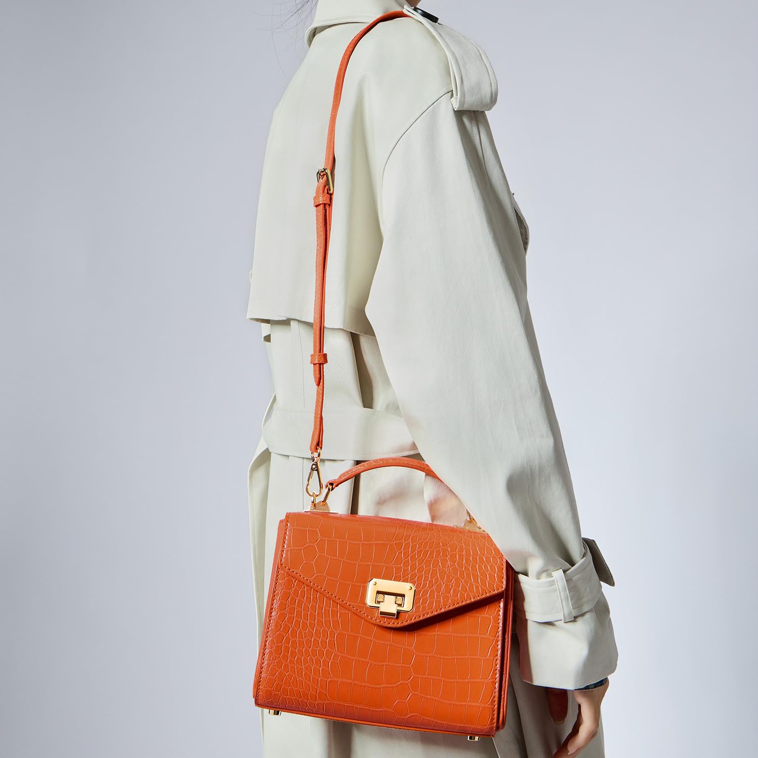 VICTORIA HYDE Bolso bandolera vintage para mujer, de piel auténtica vegana, con bolsa cuadrada pequeña