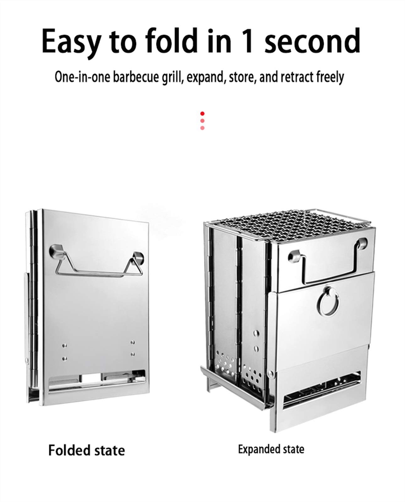 Réchaud à Bois de Camping, réchaud Pliable Portable en Acier Inoxydable, réchaud à Alcool solidifié avec Sac de Rangement pour Barbecue pour randonnée en Plein air, Sac à Dos, Voyage, Pique-Nique.
