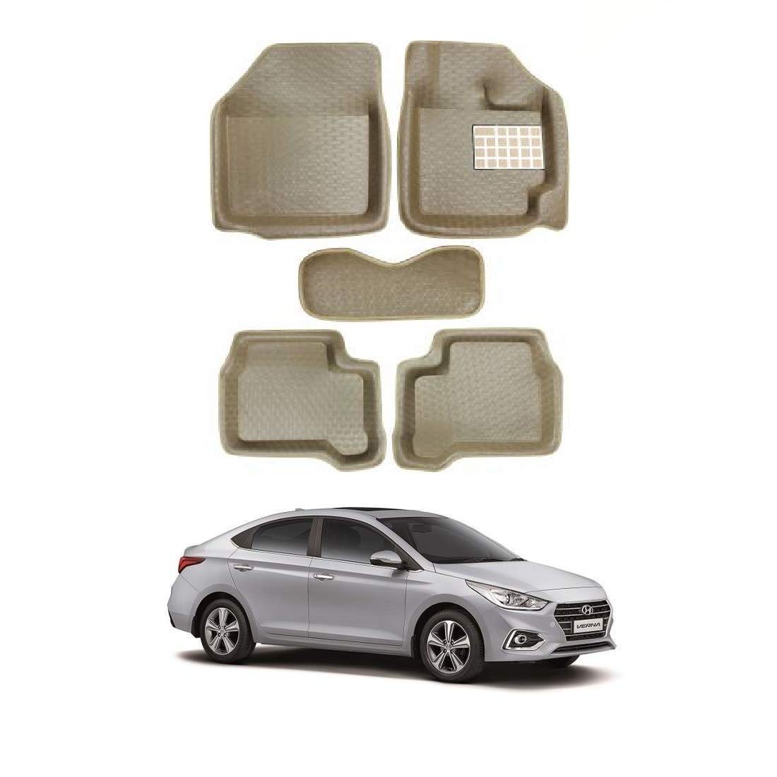 RKPSP 5D QPO Verna Beige Car Mat (Model Year 2017) for Automatic & Manual Both