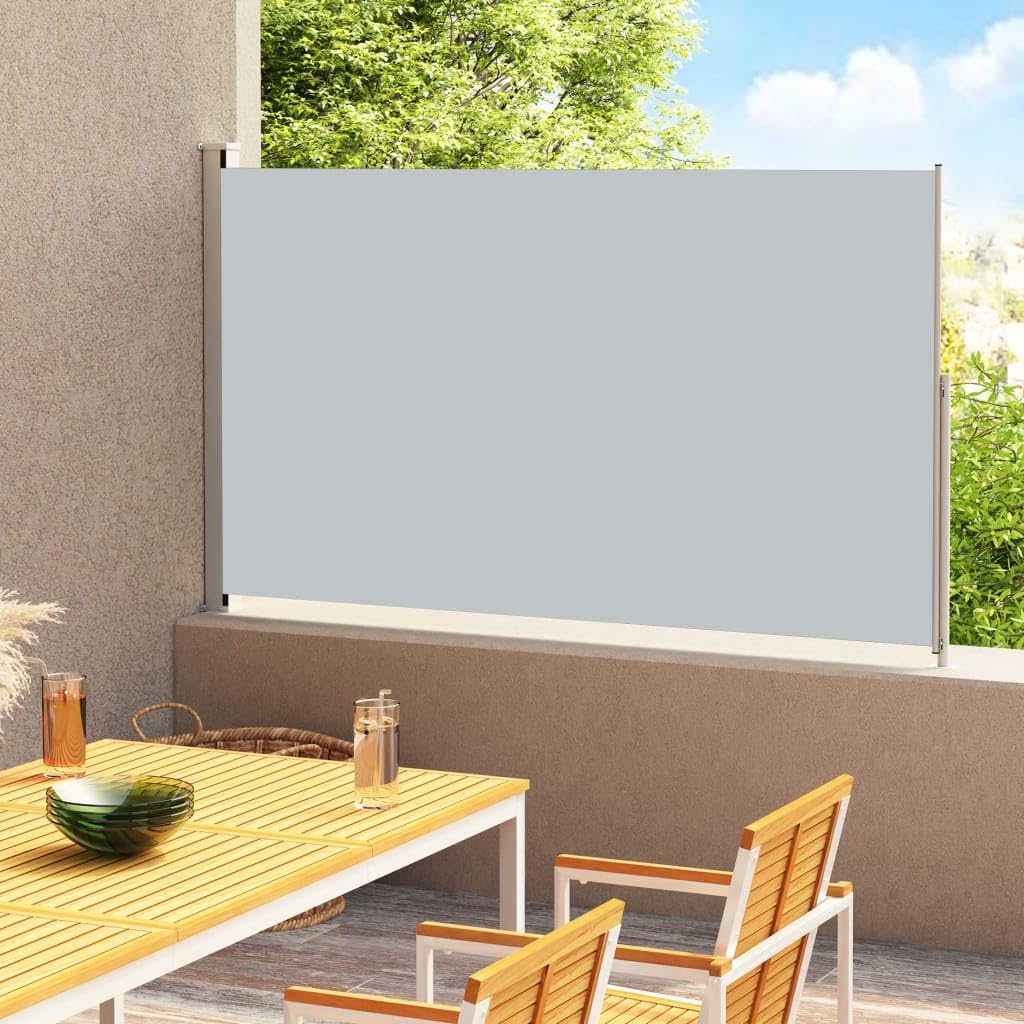 Paravent extérieur rétractable 220x300 gris pour séparation terrasse et jardin