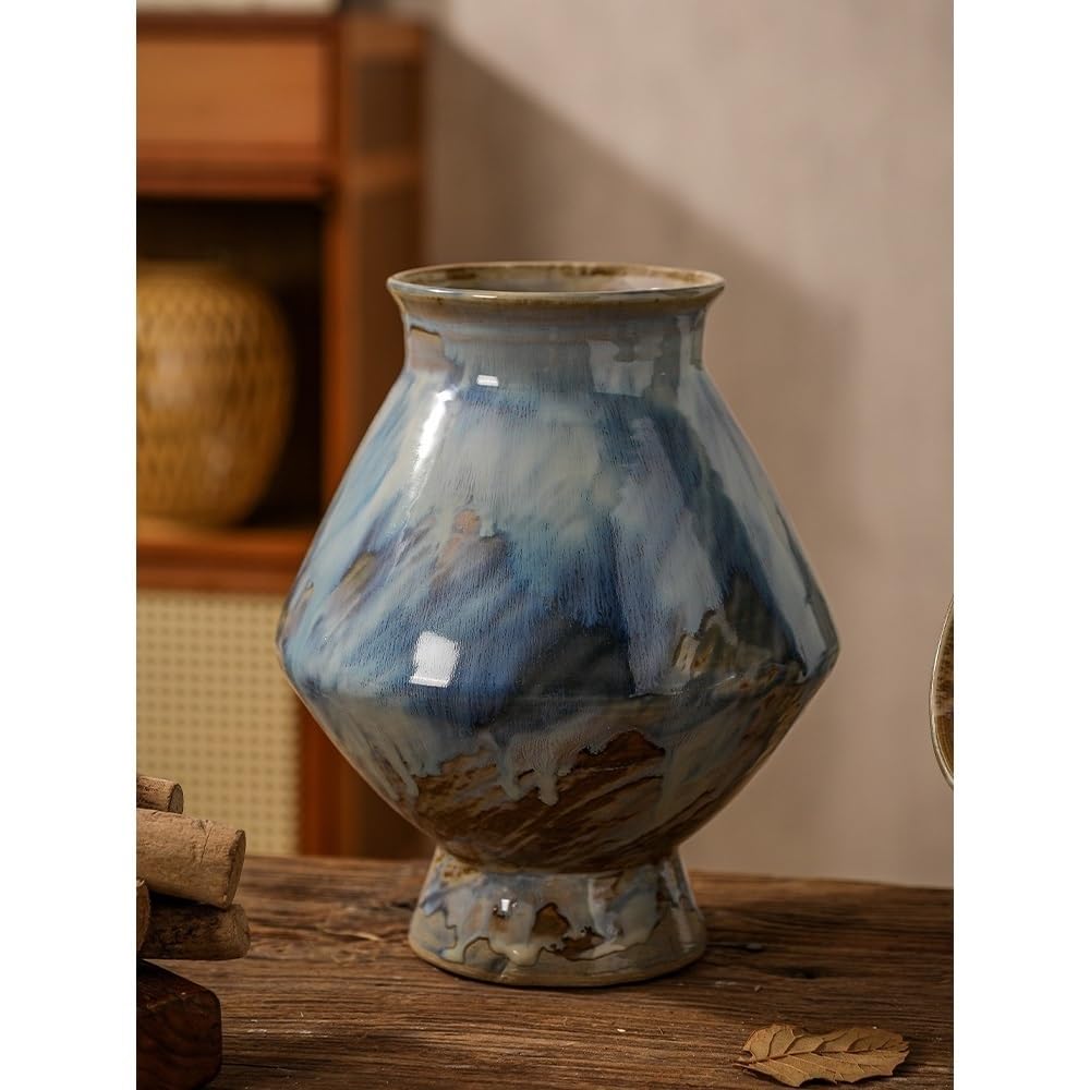 Sadzarki do kwiatów Dom Retro Chińska Ceramiczna Doniczka, Dekoracja Przedpokoju Salonu, Unikalna Szkliwiona Powierzchnia