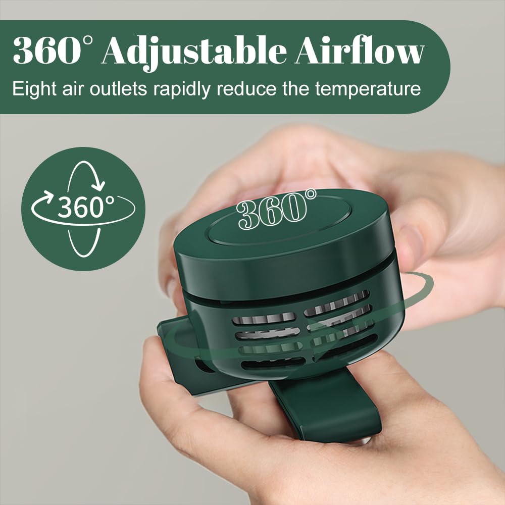 XEERUN Portable Silent Mini Bladeless Fan, Clip On Waist & Neck Fan, 3 Speeds, 360 ° Rotation Electric Fan, Rechargeable - Image 5