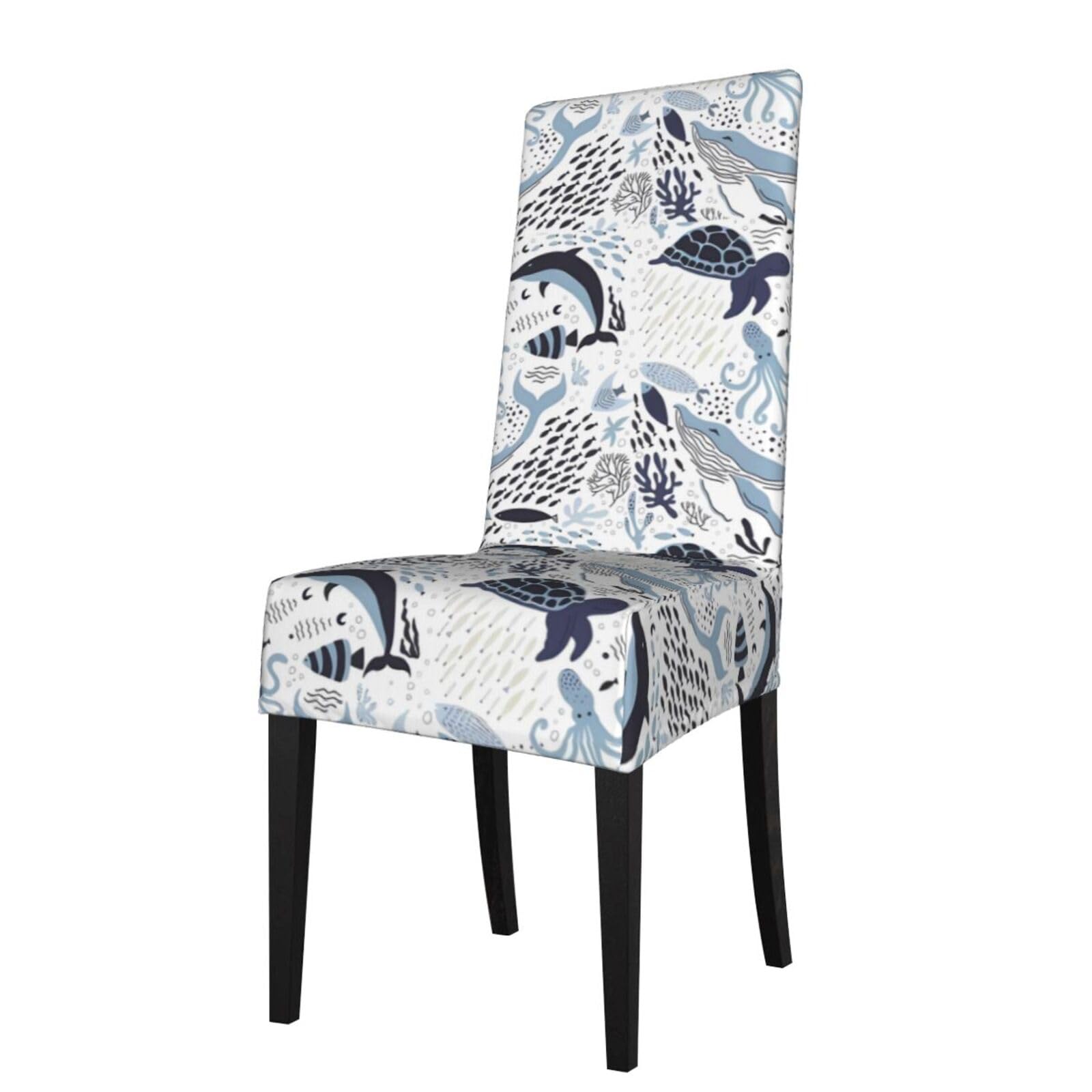 YYHWHJDE Turtle Octopus Pattern Ocean Theme Prints Protection Cover for Dining Chair – Stretch Slipcovers for a Fresh, Refreshed Dining Room Look!