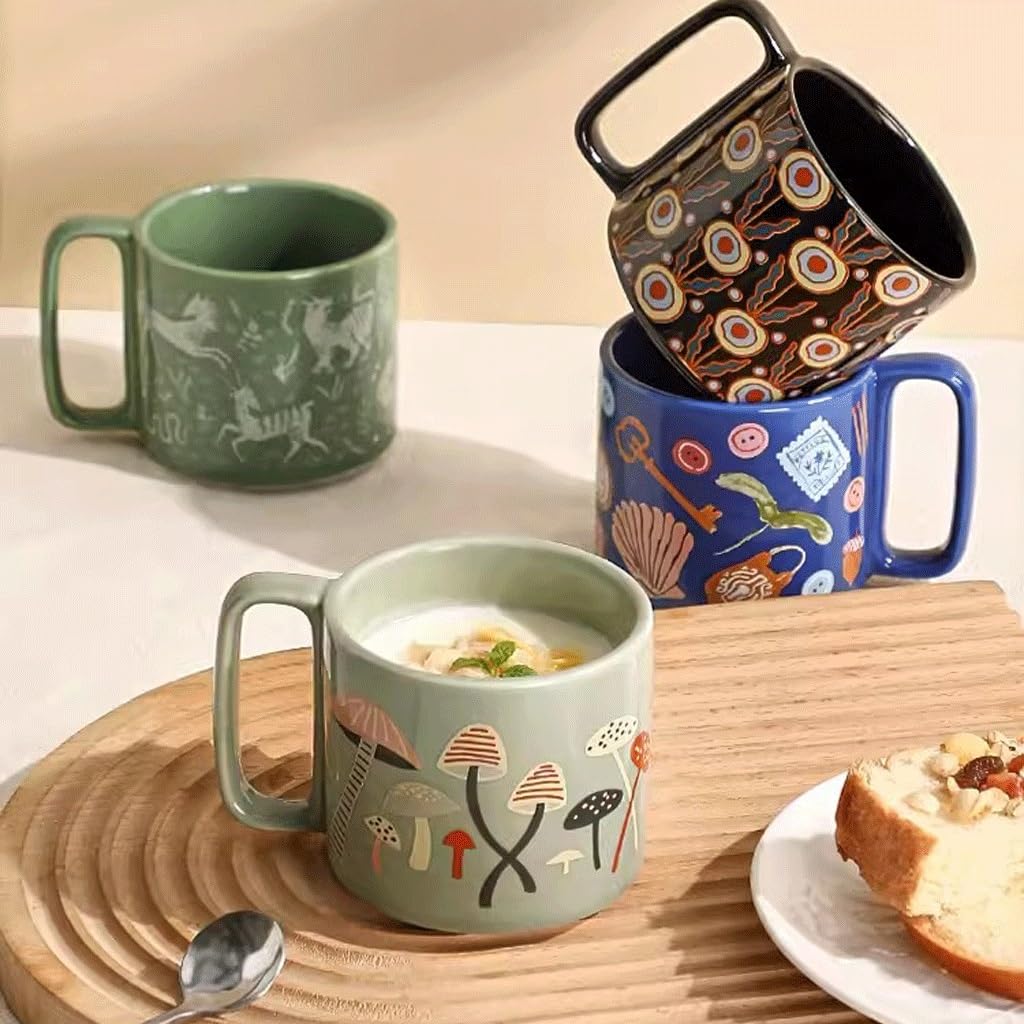 Tazza da tè, Tazza da caffè in Vetro, Tazza in Ceramica, Tazza da Colazione, Tazza da Ufficio, Tazza da casa per Ragazzi e Ragazze, Tazza da caffè (A)
