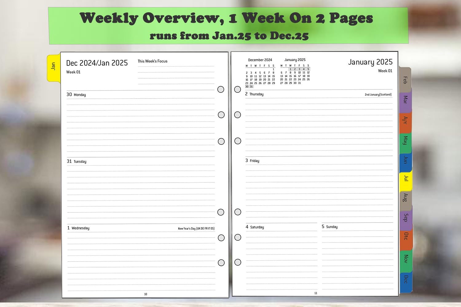 Ricarica Agenda Settimanale 2025-2026 A5 | Divisori Mensili, Contatti E Note | 6 Fori Standard - Foto 9