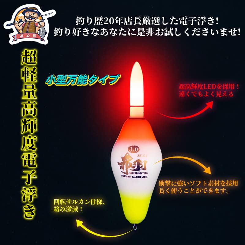 Amazon | 遊心館釣具 超軽量高輝度電子浮き 4サイズ (2号/1PCS) | 遊心