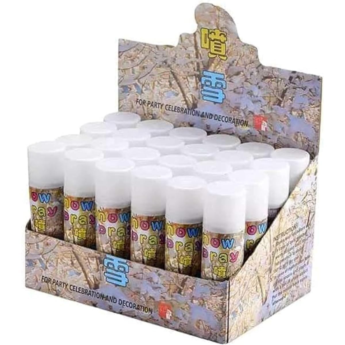 White Snow Decorative Party Spray | Realistic Vanishing Snow Effect | Safe Lemon Flavor | Non-Toxic | All Occasions, Festivals, Birthdays- (Box of 24 Pcs)