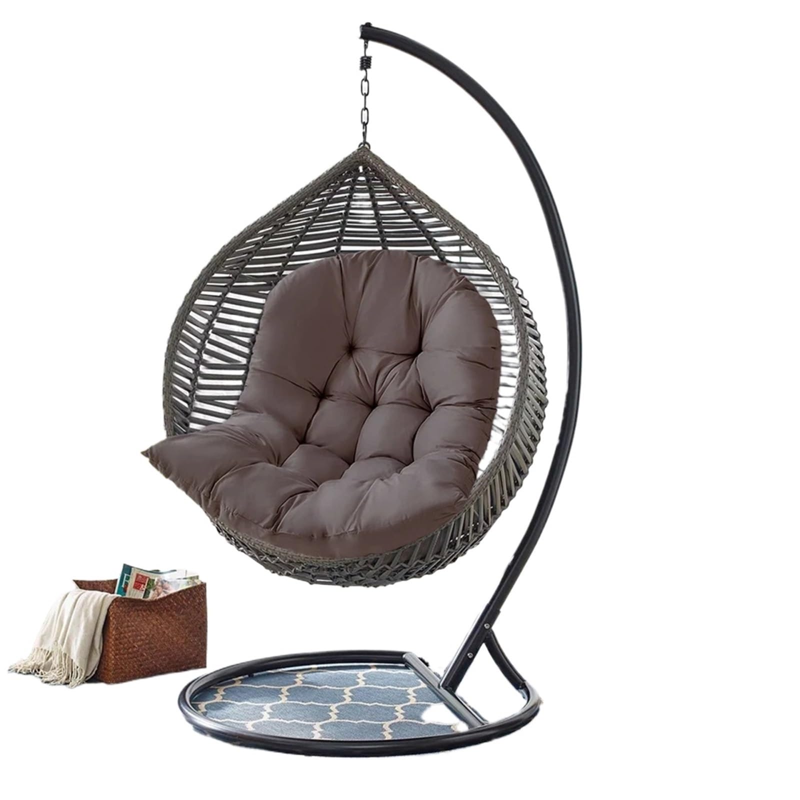 MFWHEFJ Egg Chair Cushion Hanging Egg Swing Chair Replacement Seat Pad Cushion(DARK GRAY)