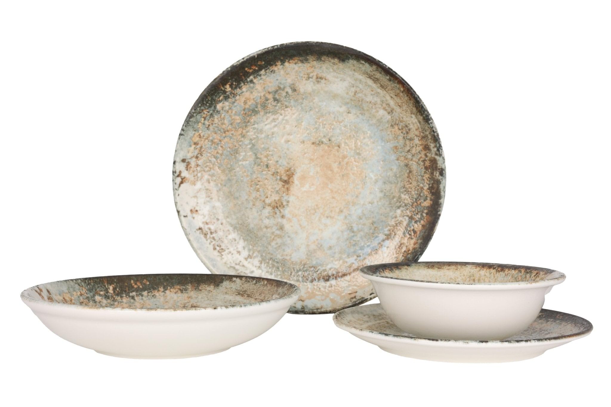 Rinart Zestaw obiadowy (średni) - Obvara - 24 sztuki - 6 Osób - Porcelana