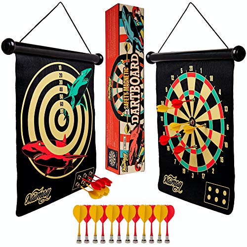 Naimay Magnetic Dart Board for Kids, Teenagers and Adults - Roll-Up, Double Sided