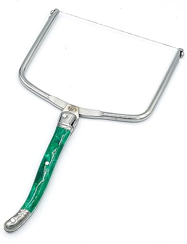 Miniatura 1 de Laguiole - Cortador de queso de acero inoxidable resistente de alta calidad, para quesos duros y suaves, mango verde Roger Orfevre