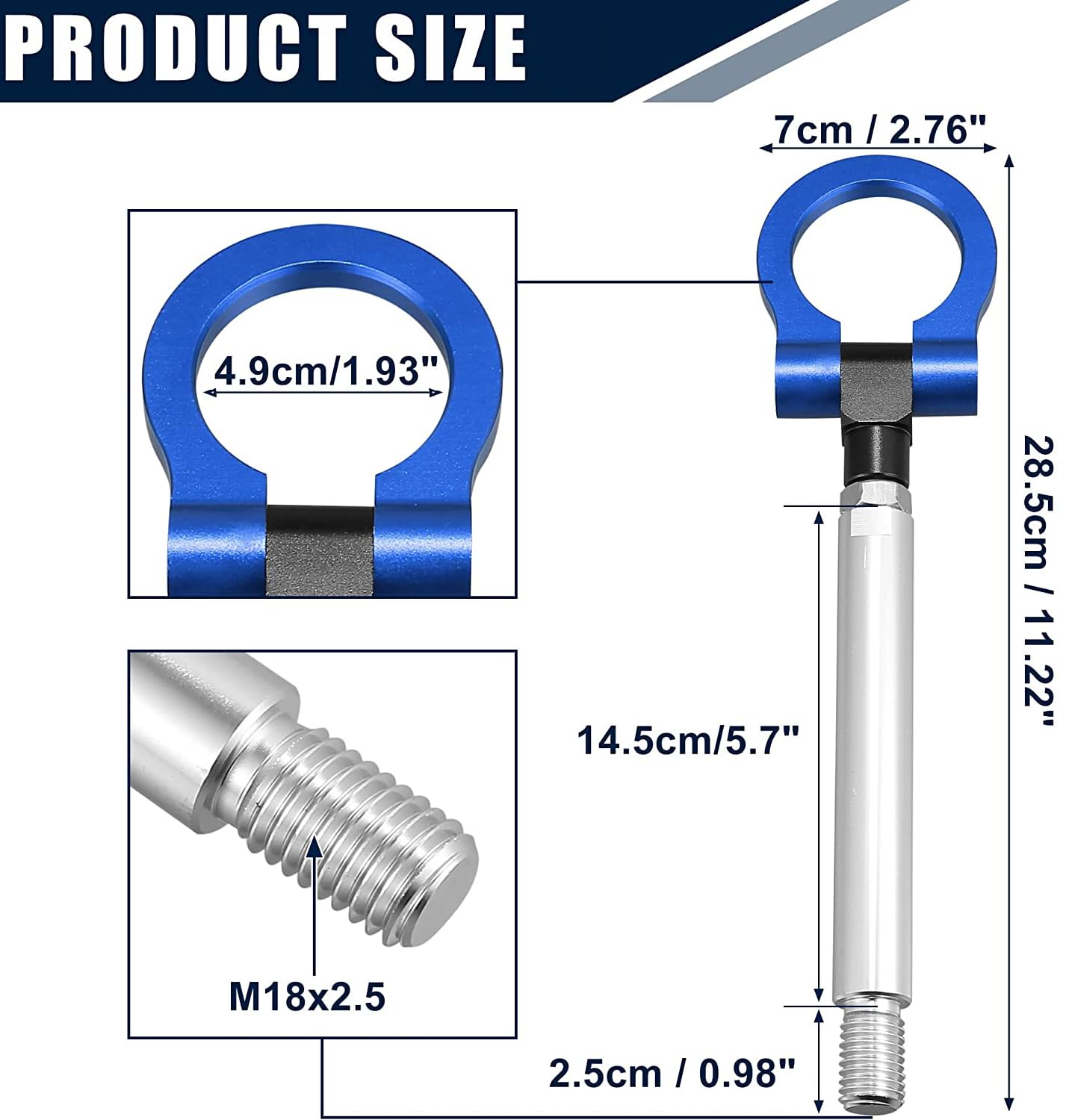 Vite Gancio Traino Blu In Lega Alluminio Per Paraurti Anteriore - MACHSWON - Foto 5
