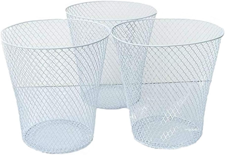 6 Pack Waste Paper Bins Lightweight Circular Finest Black Mesh Waste Basket