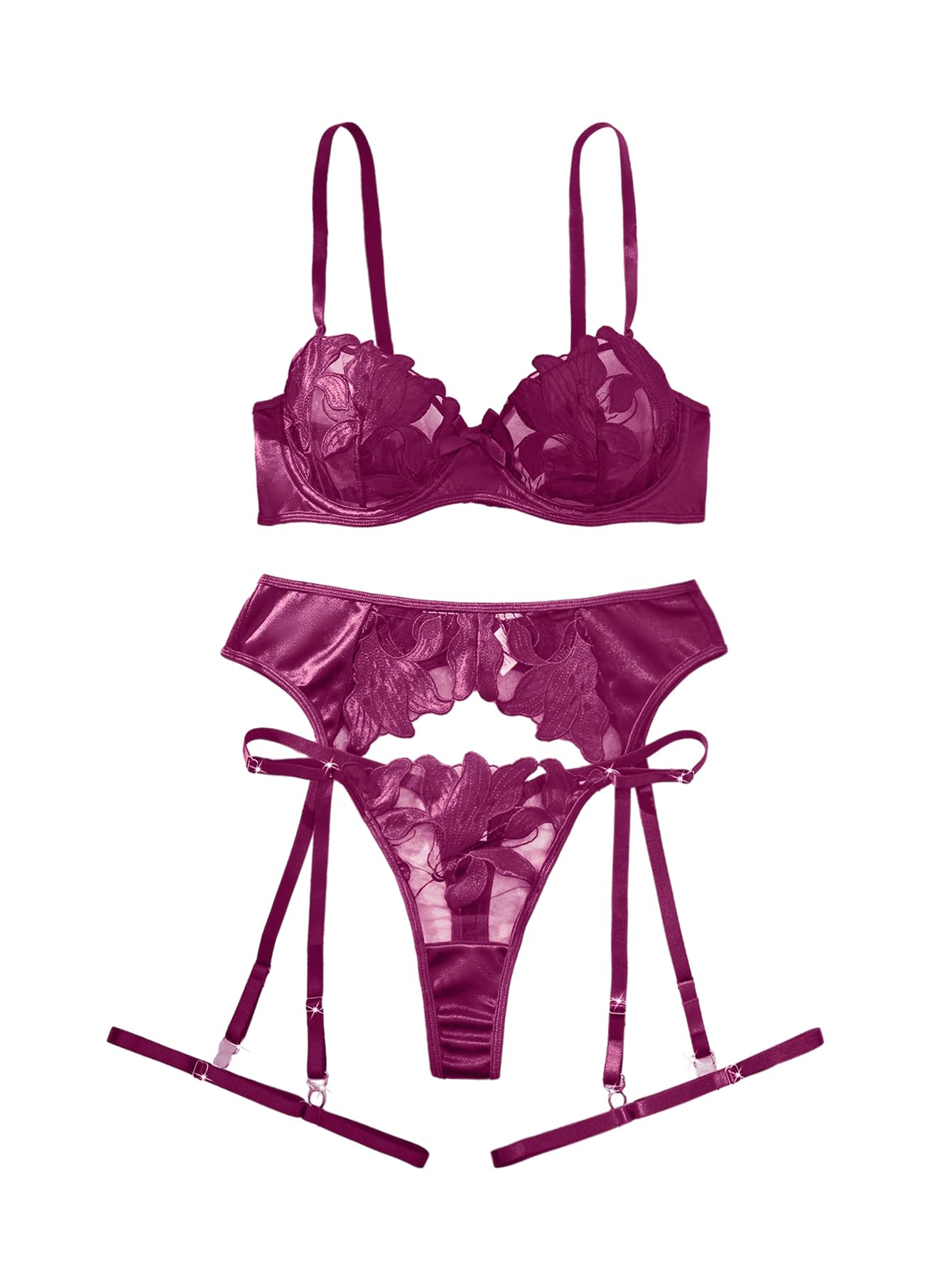 Lilosy Sexy Lingerie Set 3 Piece Women Outfit Bra and Panty