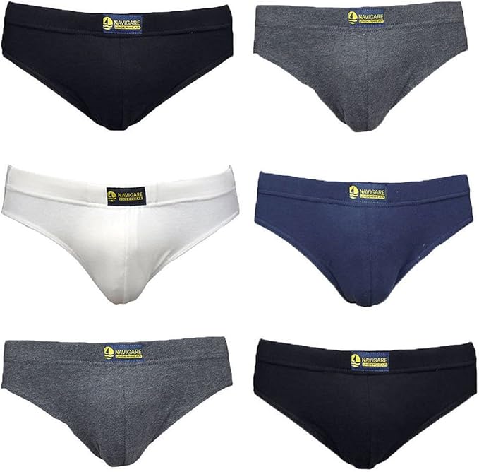Navigare - 6 Slip Da Uomo Elasticizzato Elastico Esterno In Cotone Bie