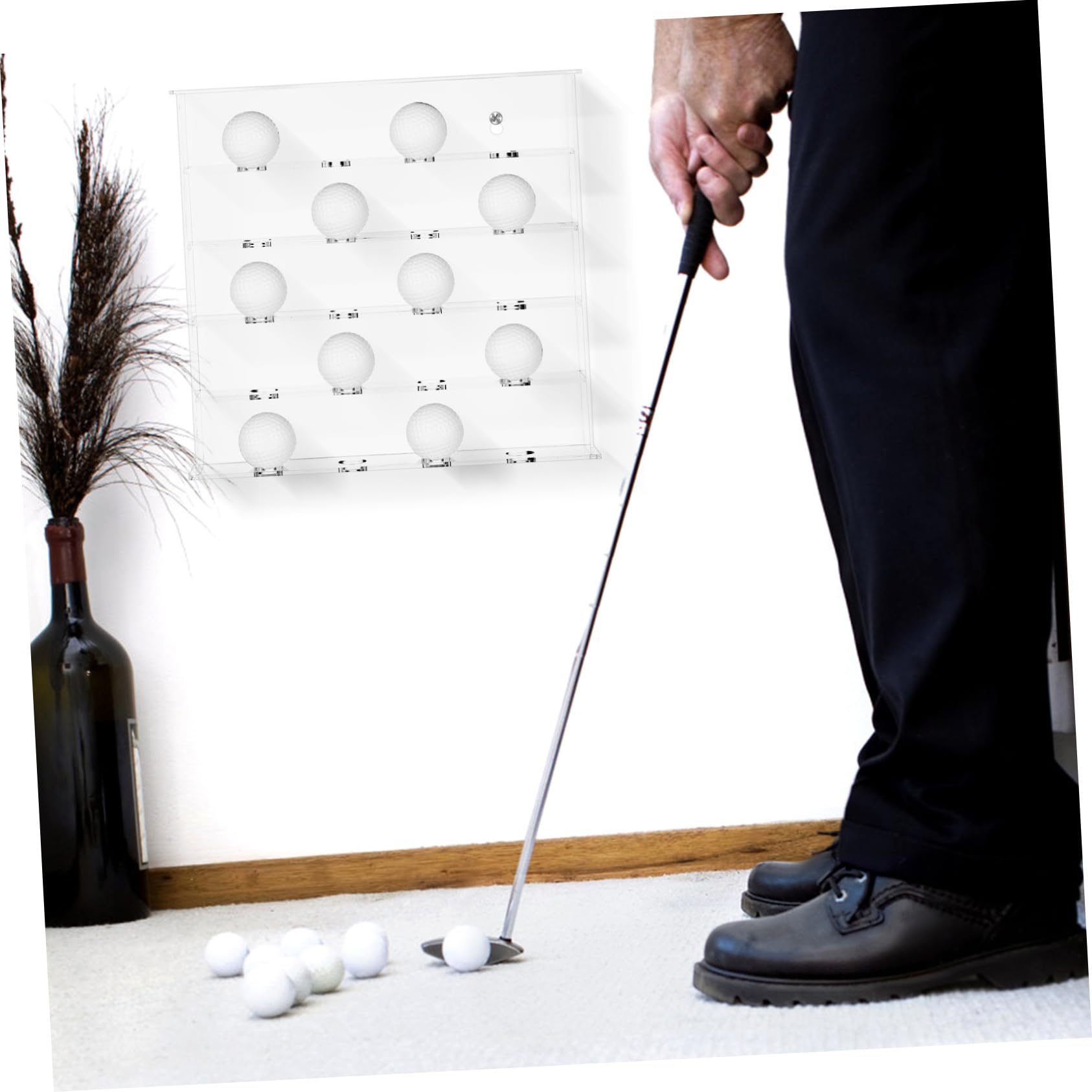 Vitrina para Balones de Golf sin Puerta, Soporte Mural para 20 Bolas