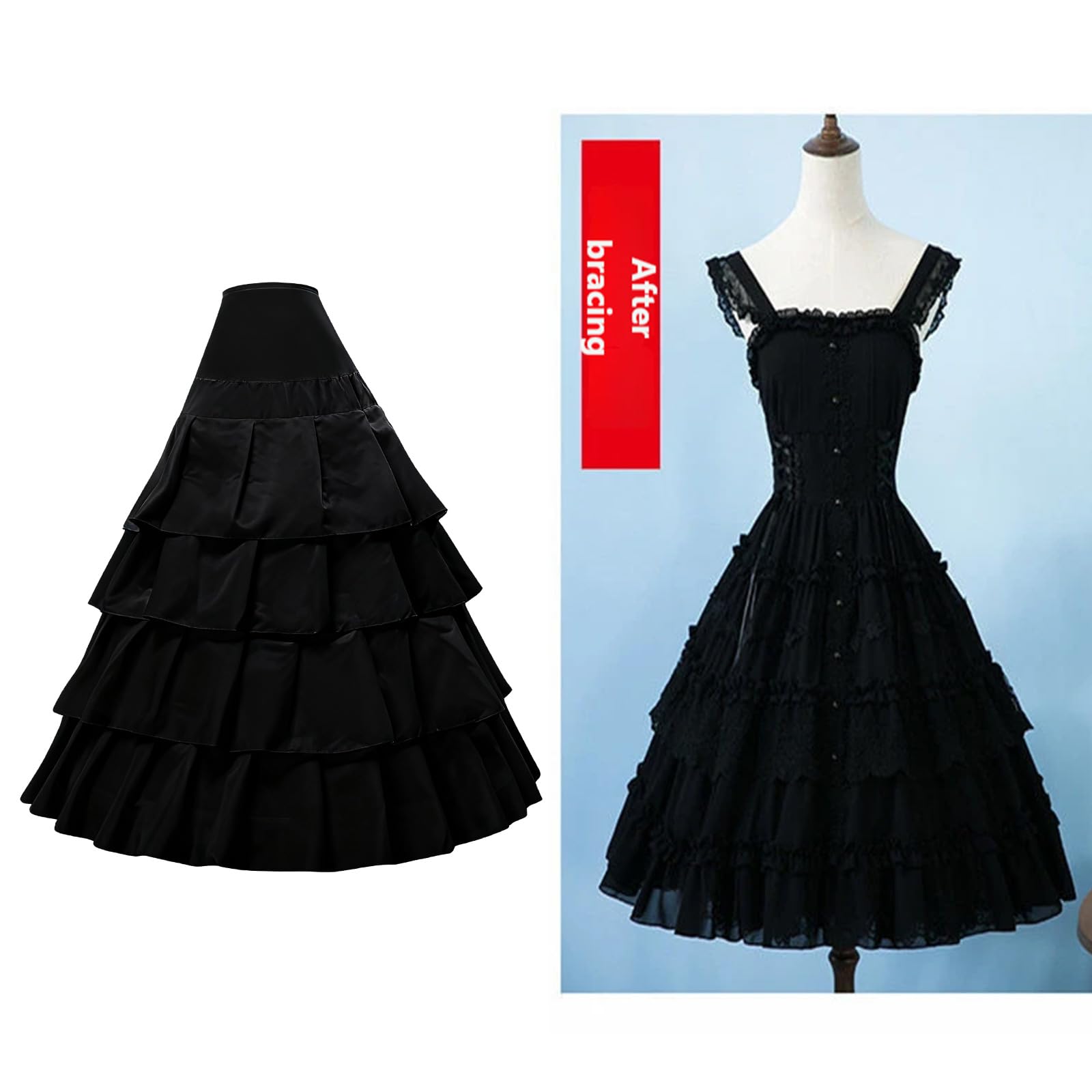 Cache-maillot pour femme Crinoline Blanc/noir Cosplay Pannier pour robes de demoiselles d'honneur Robes de Soirée Polyvalent