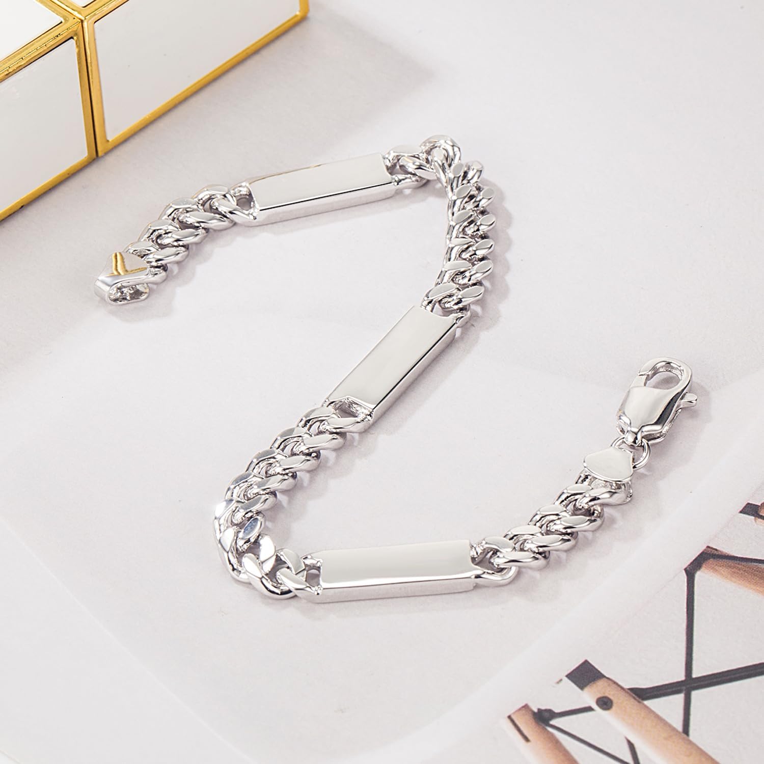 H&Beautimer Men 925 Sterling Silver Bracelet Handmade Link Chain Women 0.24 inch Curb Cuban Chain 7" 7.5" 8" 8.5" 9" Jewelry Gift - Image 6