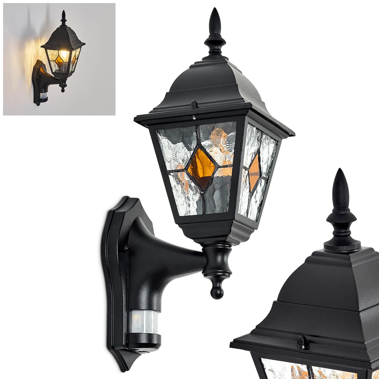 Naofe Outdoor wall Light, wall Light Black, 1-Light Source, Motion Sensor