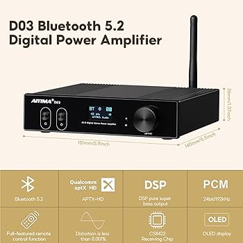 Aiyima D03 パワーアンプ ブラック Amazon.co.jp: AIYIMA B07 2.1チャンネル HIFI BLuetooth5.2