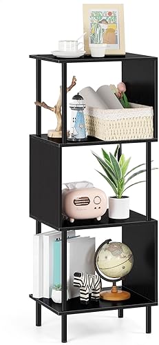 Miniatura 9 de ETELI Estantería pequeña única en forma de S con 4 estantes, estantes industriales de almacenamiento para sala de estar, dormitorio y oficina en