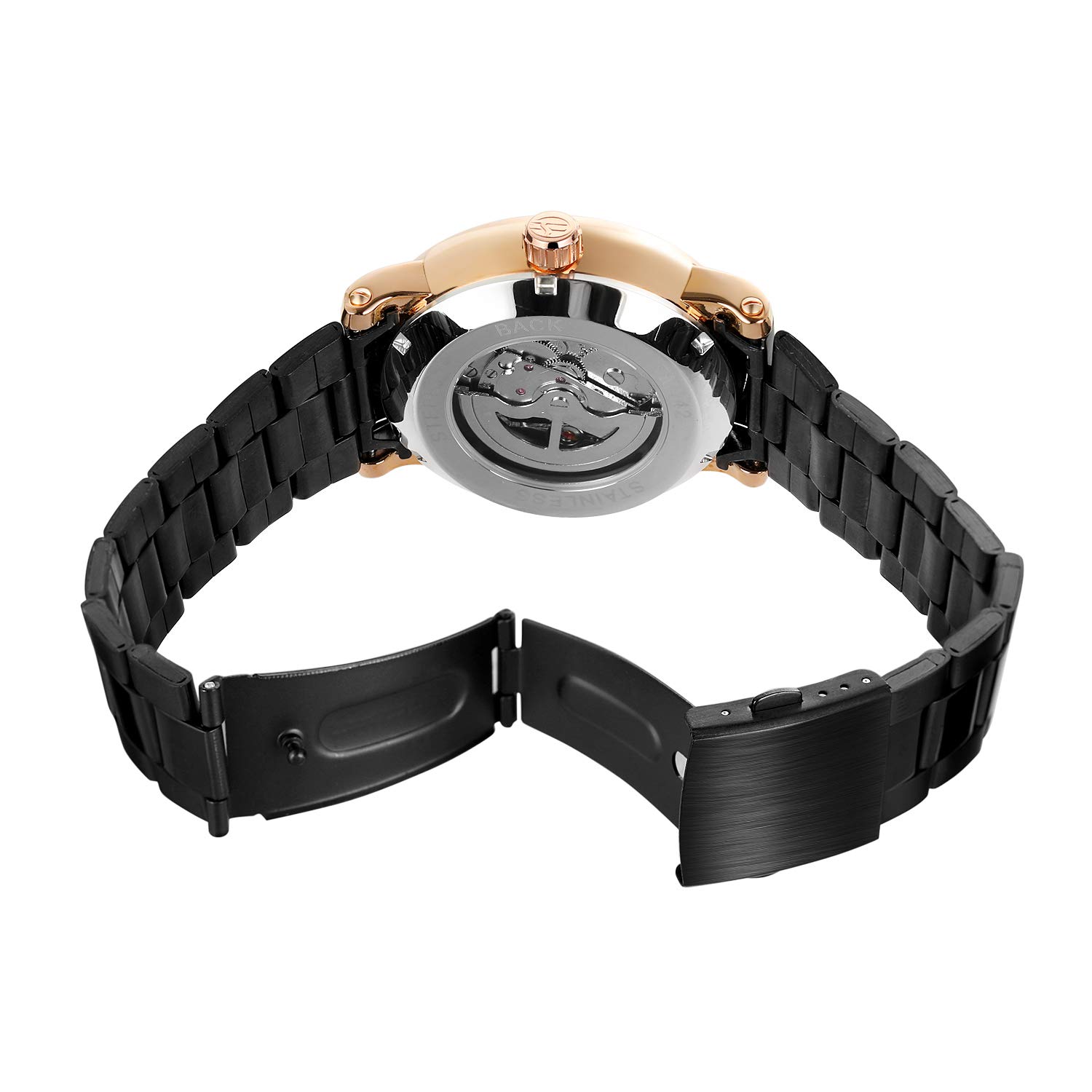FORSINING Orologio da polso automatico analogico da uomo in acciaio inossidabile per uomo, Bracciale