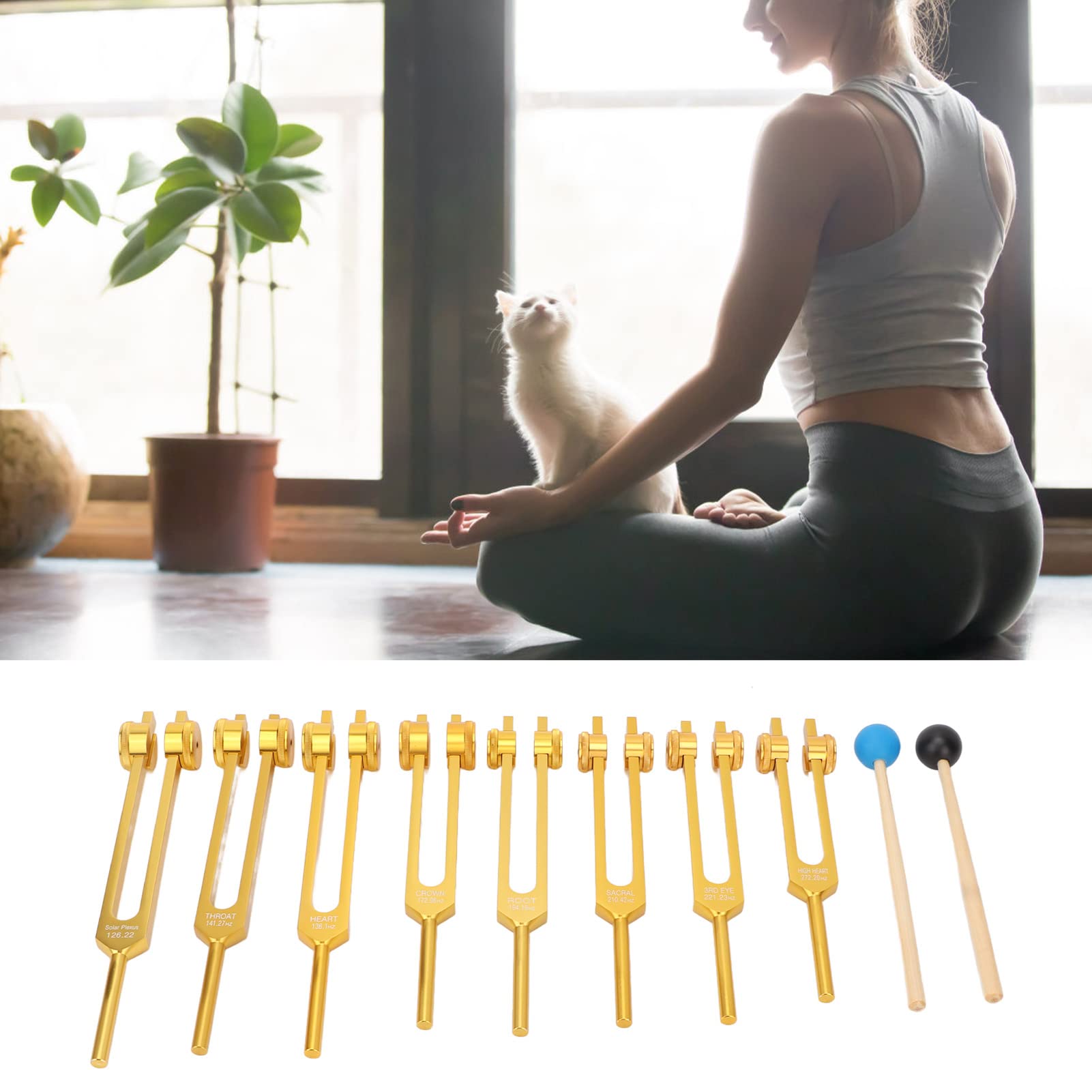 Tuning Fork Set, 8Pcs Aluminum Alloy Body Weighted Tuning Forks for Healing Chakra Set Yoga Tuning Devices - Image 2