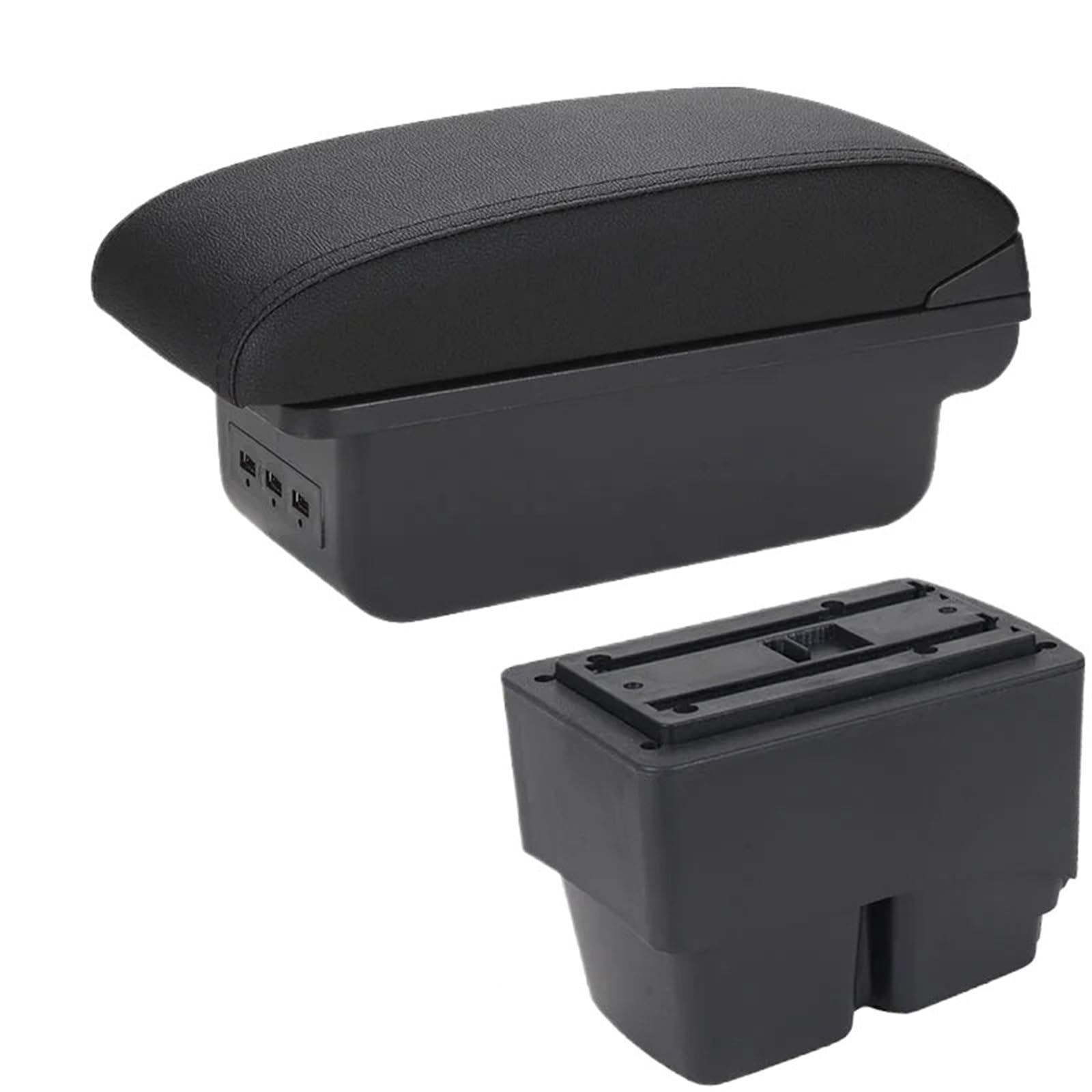 XINQQDC Console Armrest Armrest Box Fit For Ford Fiesta MK7 Car Armrest 2009-2017 Storage Box Interior Details Accessories Easy Installation Car Armrest Organizer(B2 Black line 3USB)