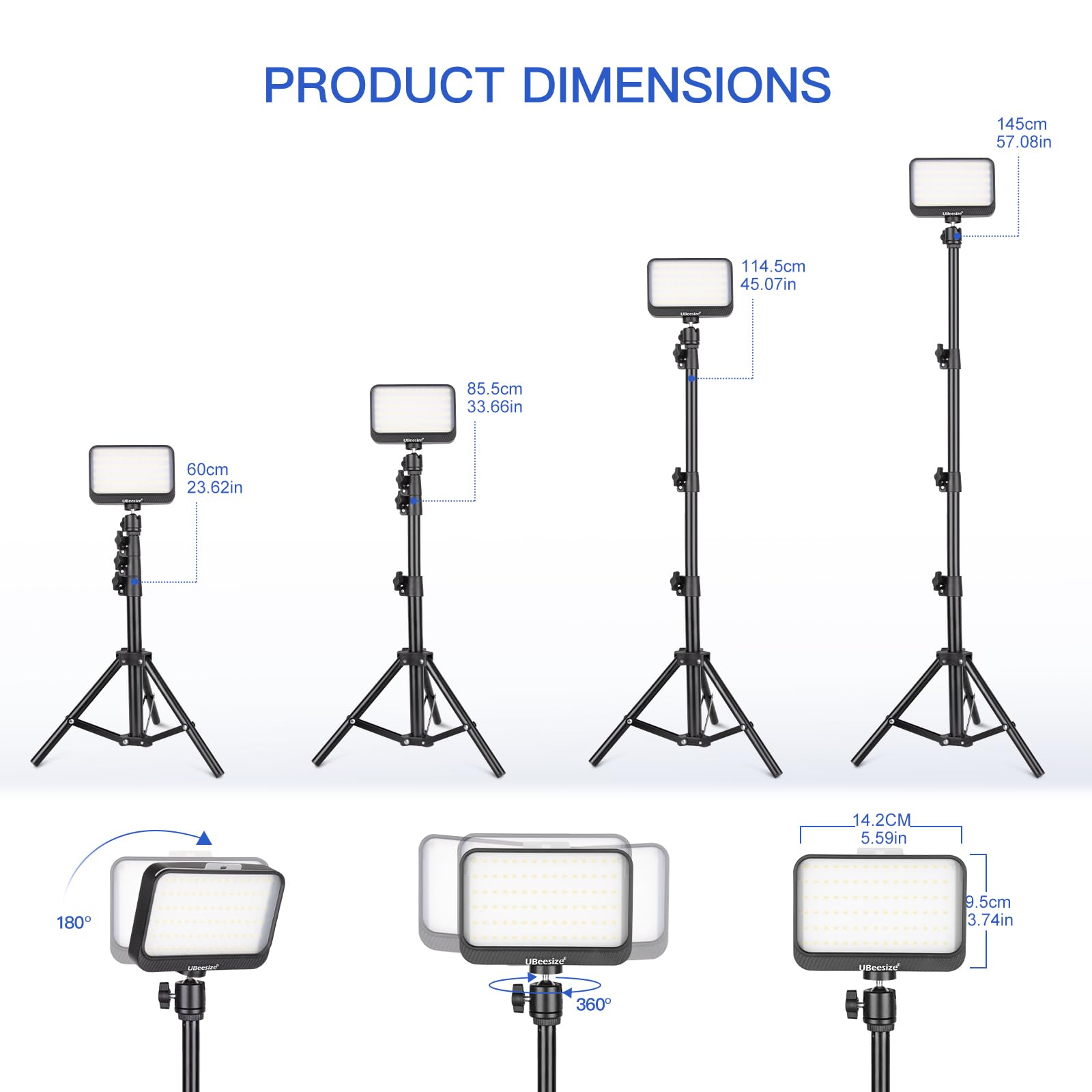 UBeesize 2-Pack RGB Photography Lighting, Studio Lights with Adjustable Tripod Stand and Ball Head, Video Light for Video Recording, Live Streaming, Makeup