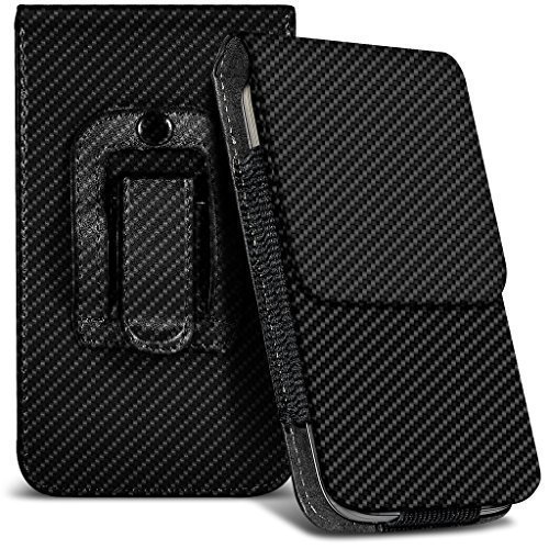 Preisvergleich Produktbild N4U ONLINE® Huawei Ascend P7 Kohlefaser Tasche Gürtelholster
