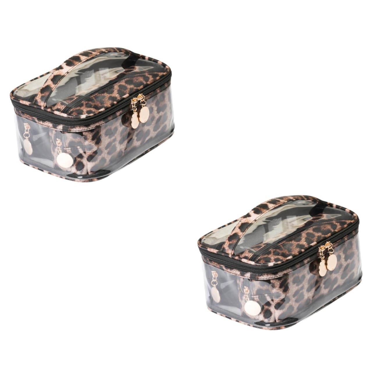Didiseaon 6piezas Dark Leopard Makeup Bag PVC Transparent Multifunctional Storage Pouches Gran Capacidad para Cosméticos y