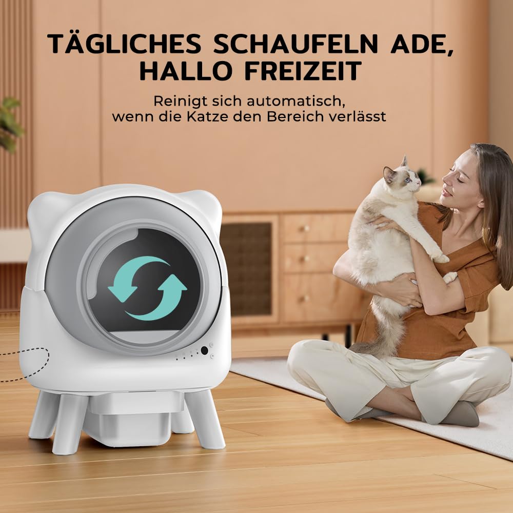 Redkey X1 Selbstreinigende Katzentoilette, 95L Elektrische Automatische Katzentoilette, Geruchsbeseitigung, App-Steuerung, Große Fassungsvermögen, für alle Streuarten, Ideal für Mehrere Katzen (Weiß)
