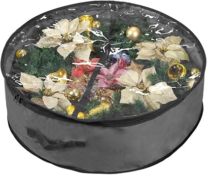 Christmas Wreath Storage Bag 48" | Garland Wreaths Container with Clear Top Window for Easy Holiday Storage 48"X10"| Durable 600D Oxford Material 48", Gray