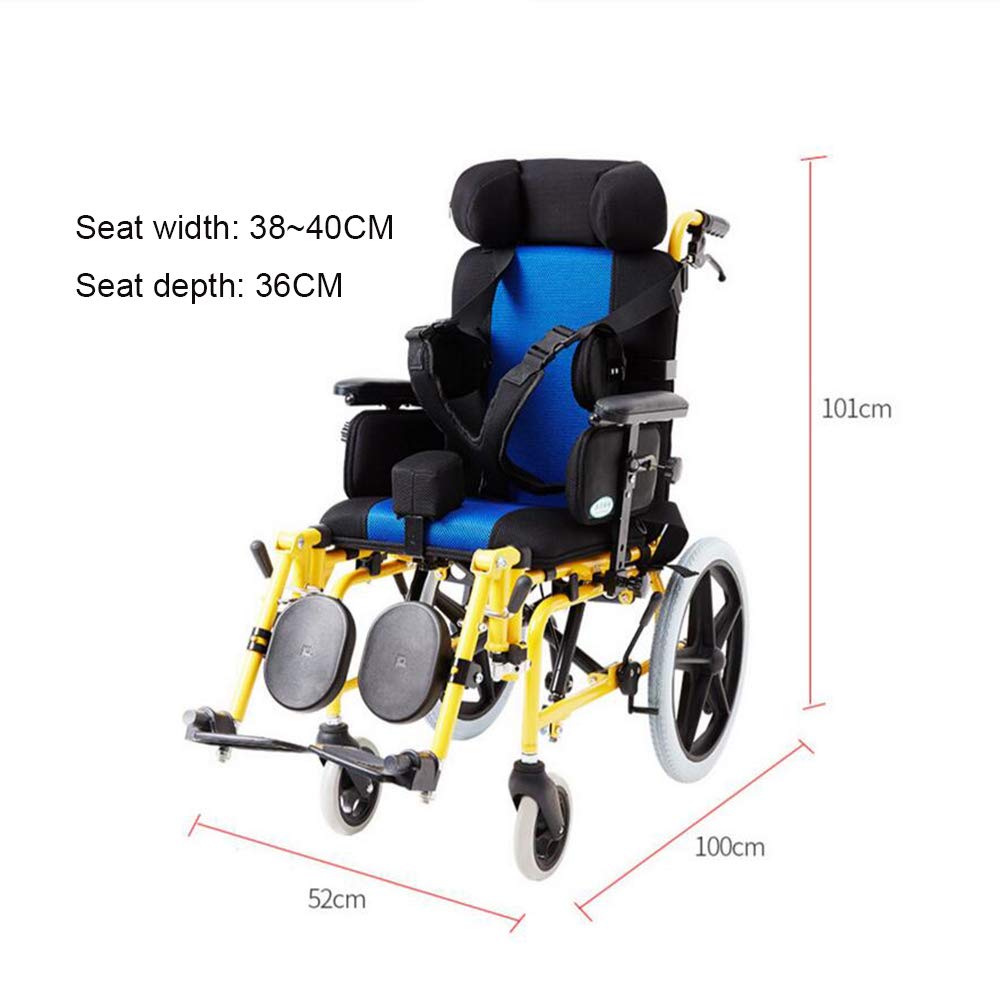 Wózek inwalidzki, dziecięce wózki inwalidzkie 20 kg transport medyczny ergonomiczny zaawansowany wygodny podłokietnik regulowane plecy nogi 90 kg obciążenie 40 * 36 cm siedzisko dla dzieci, B