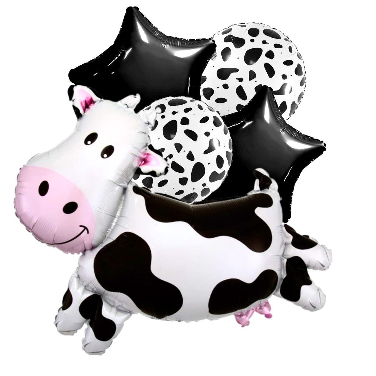 BOGAZNET 5 PCS Cow Mylar Balloons for Party Animal Cow Theme Birthday Party Supplies Cow Shape Mylar Foil Balloon Cow Balloon Set